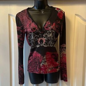 Women's Black & Pink thin Long Sleeve Top